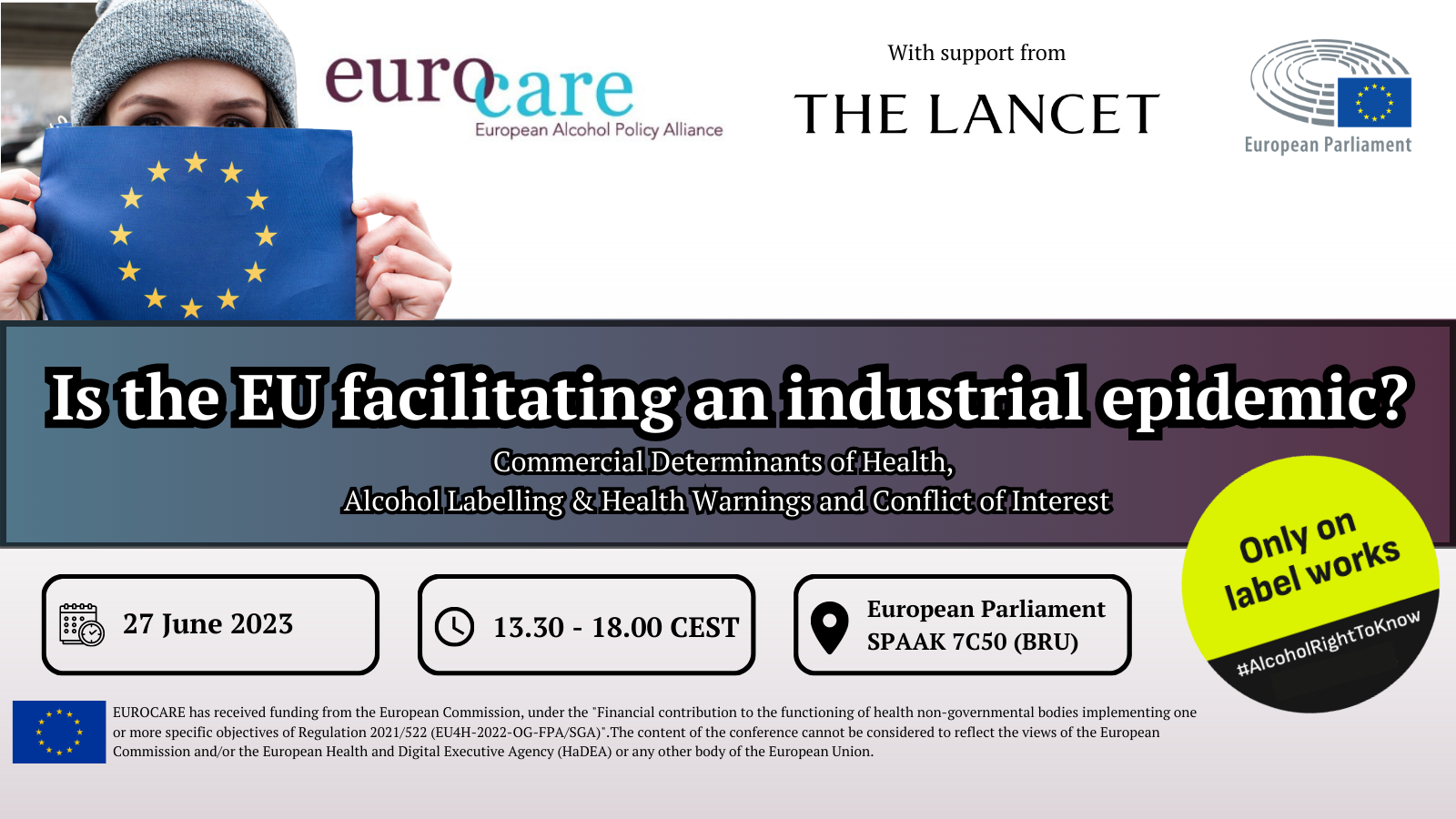 "Is the EU facilitating an industrial epidemic?" Eurocare event at the European Parliament